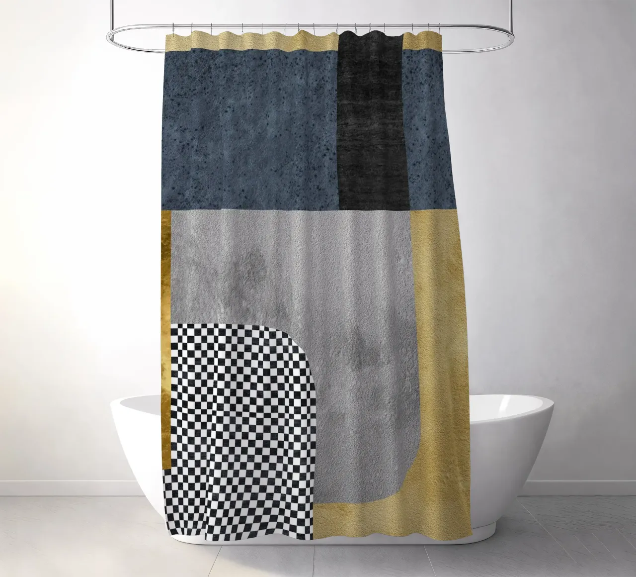 abstract geometric checkered x tenda da doccia da vintageshop