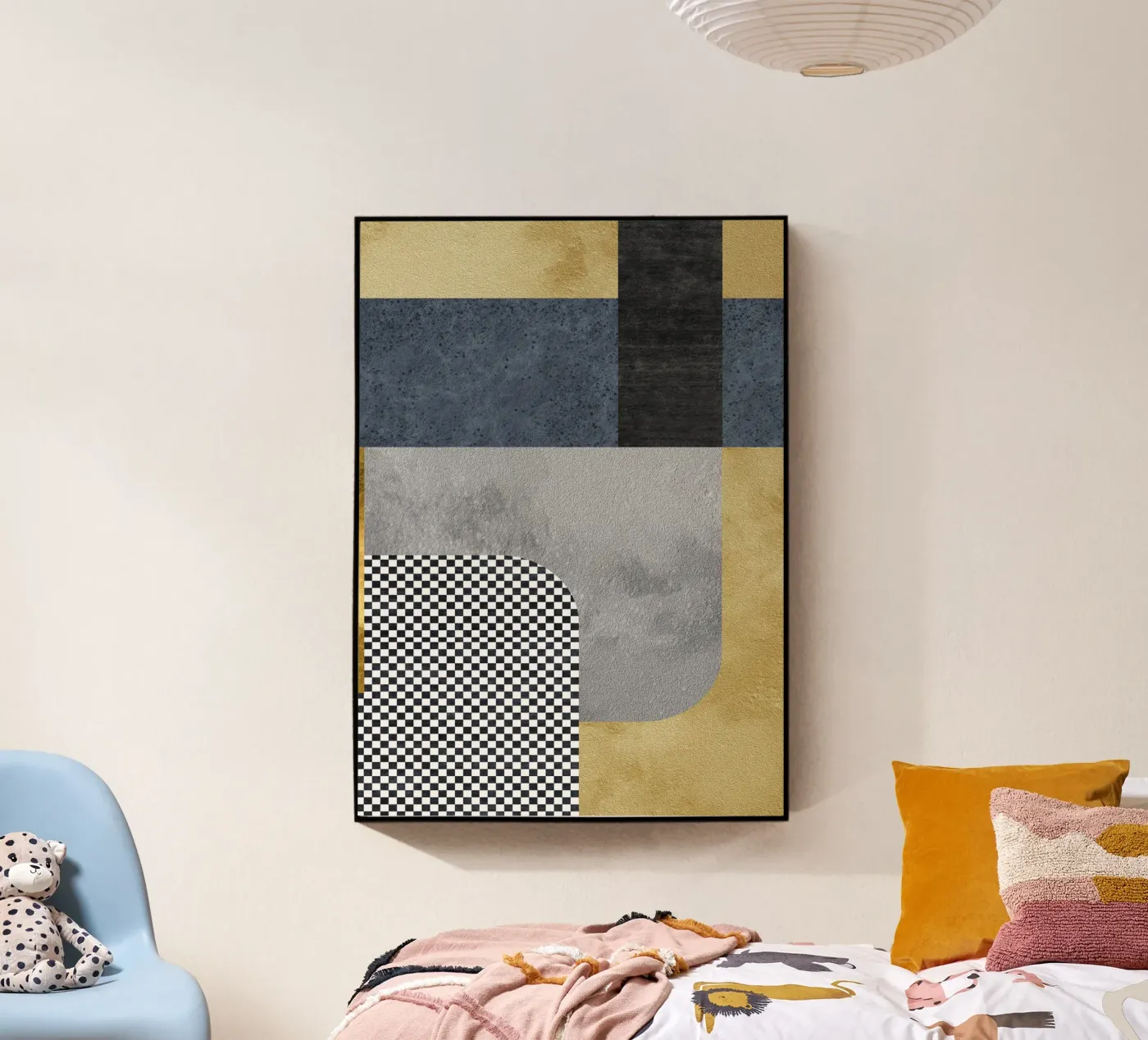 abstract geometric checkered x plexiglass da vintageshop