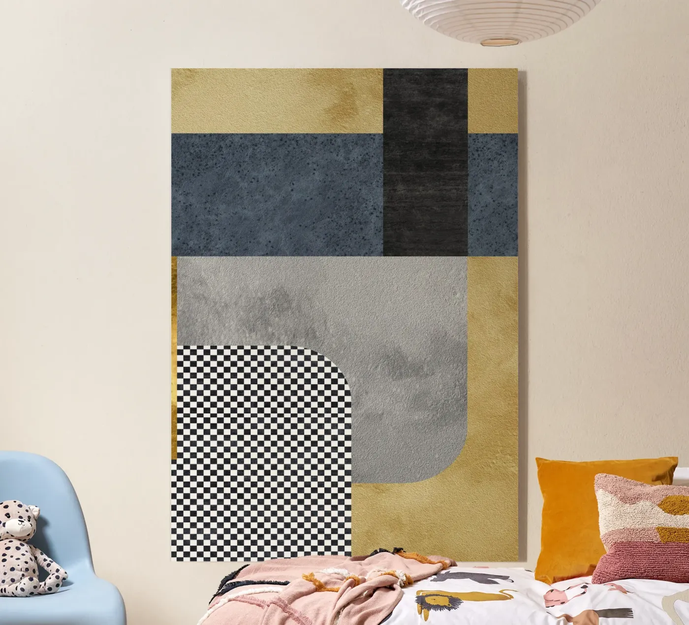 abstract geometric checkered x plexiglass da vintageshop