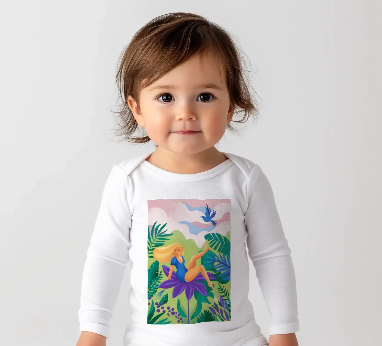 Iris in paradiso body neonato maniche lunghe da Flock Reverie
