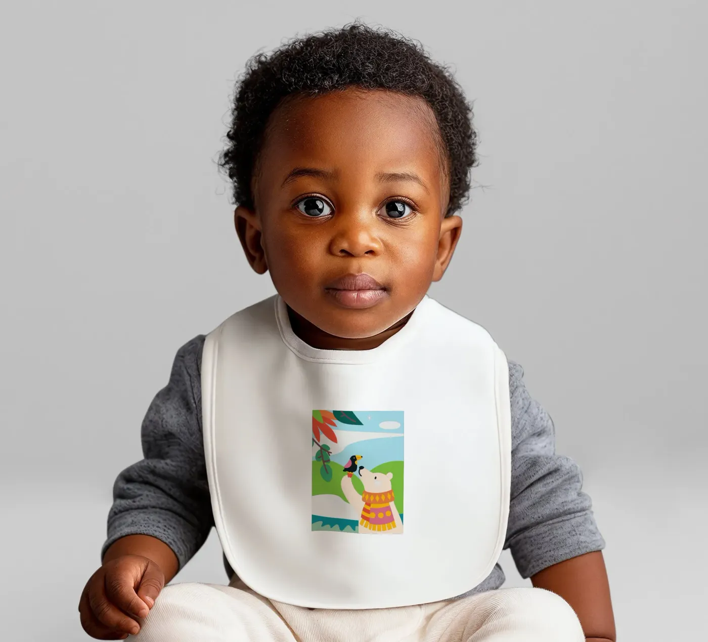 Bears and Birds baby bib by CUTE ANIMALS