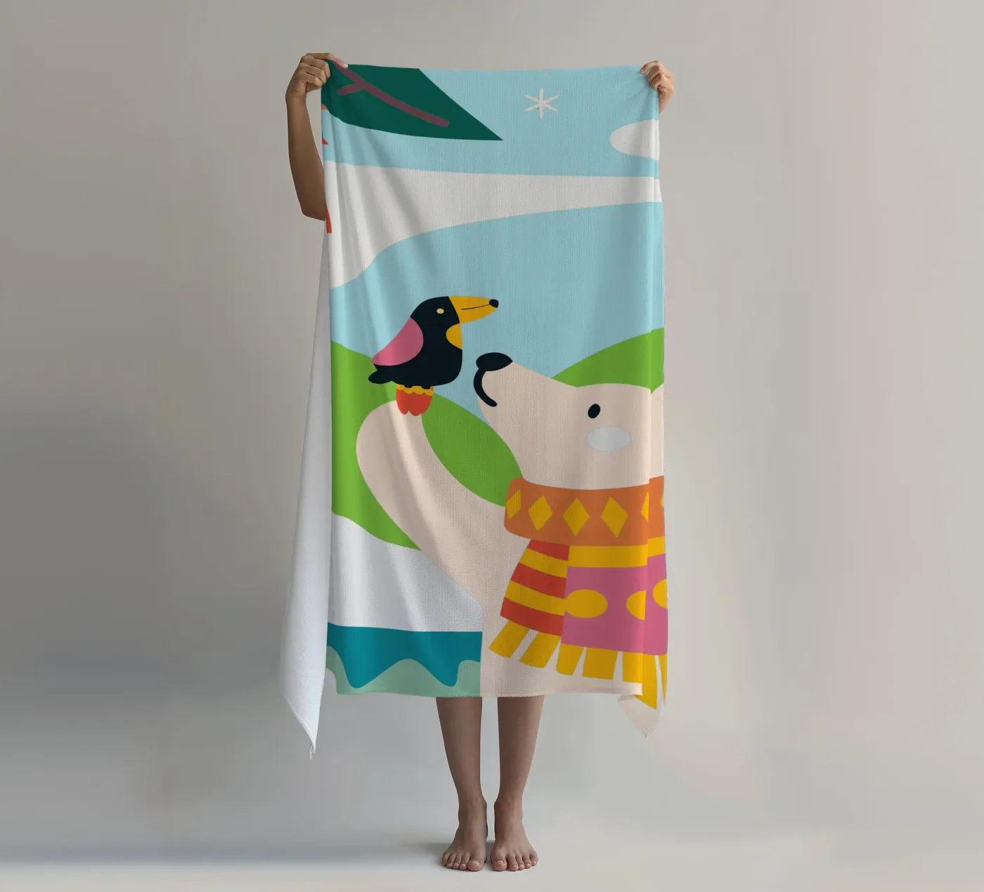 Bears and Birds beach towel by CUTE ANIMALS