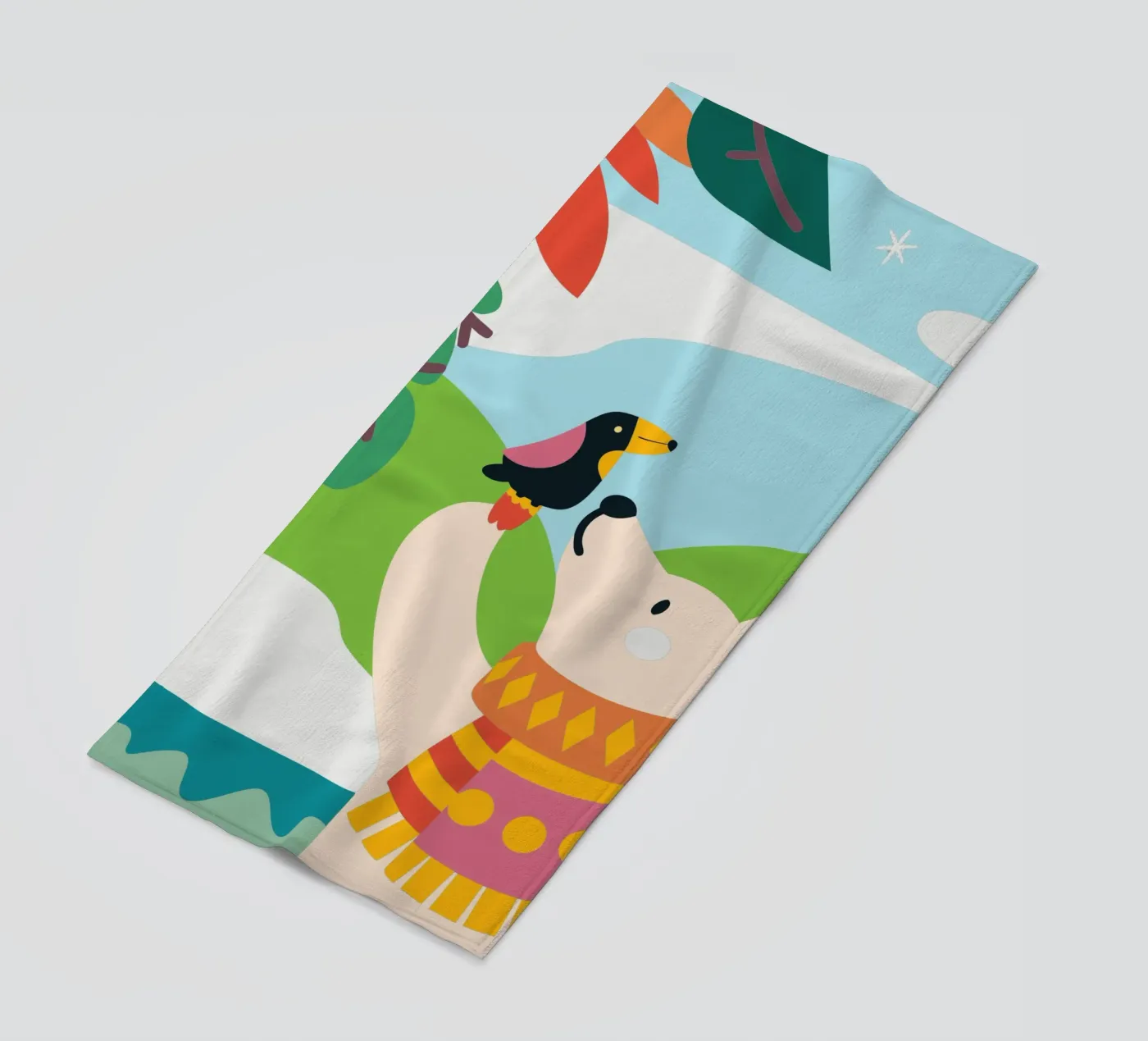 Bears and Birds beach towel by CUTE ANIMALS