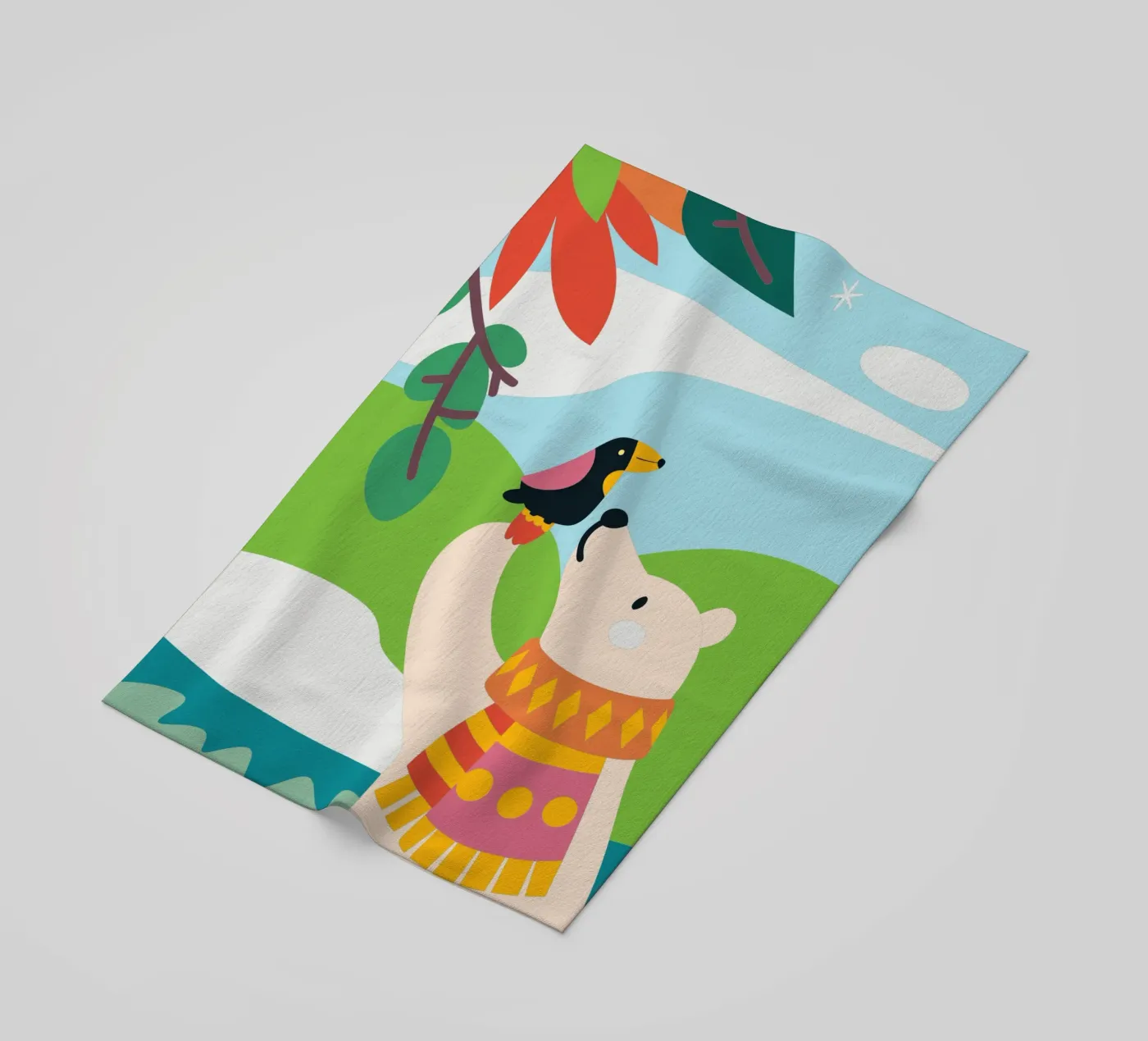 Bears and Birds beach towel by CUTE ANIMALS
