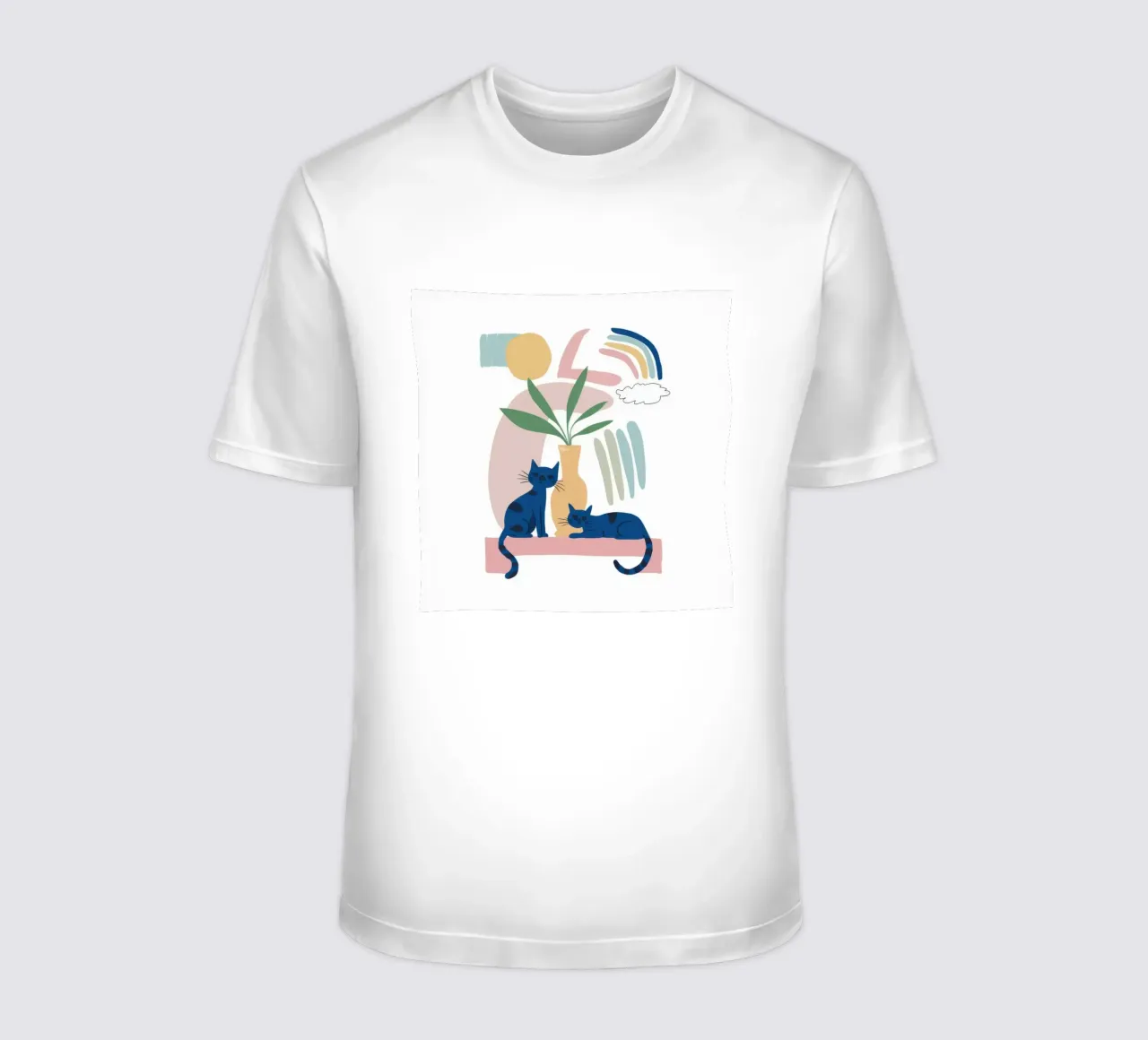 Gatto sotto l'arcobaleno t-shirt da Flock Reverie