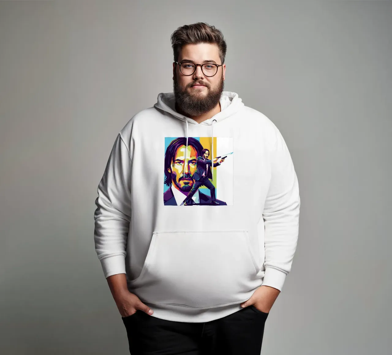 Keanu Reeves in WPAP art style felpa con cappuccio da Hantamrata