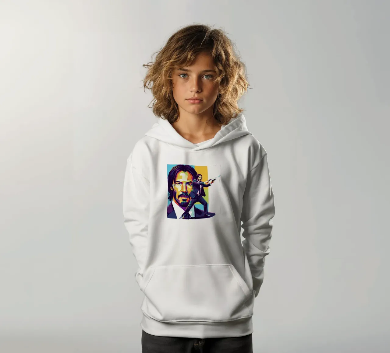 Keanu Reeves in WPAP art style felpa bambino con cappuccio da Hantamrata
