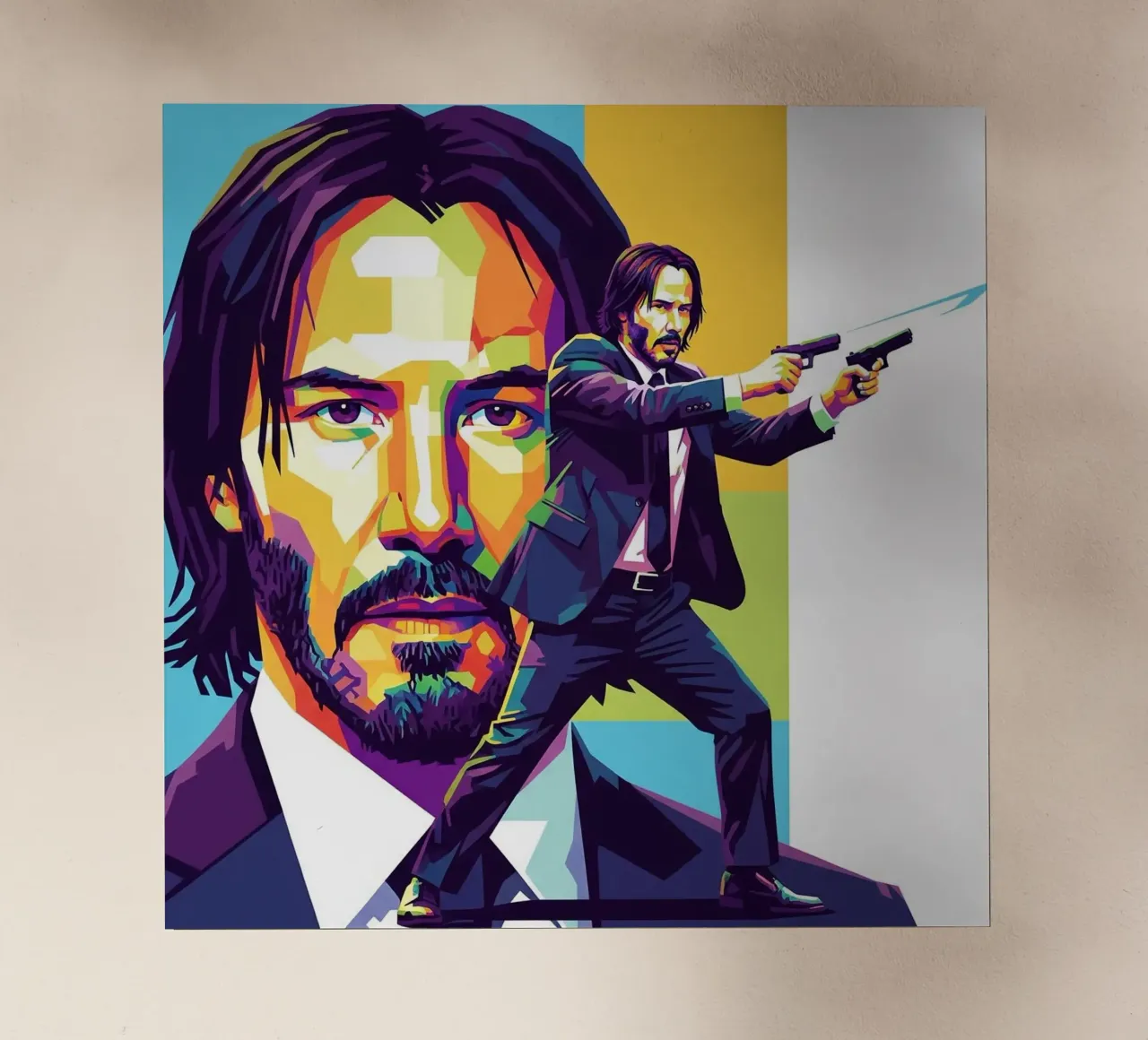 Keanu Reeves in WPAP art style pellicola backlit da Hantamrata
