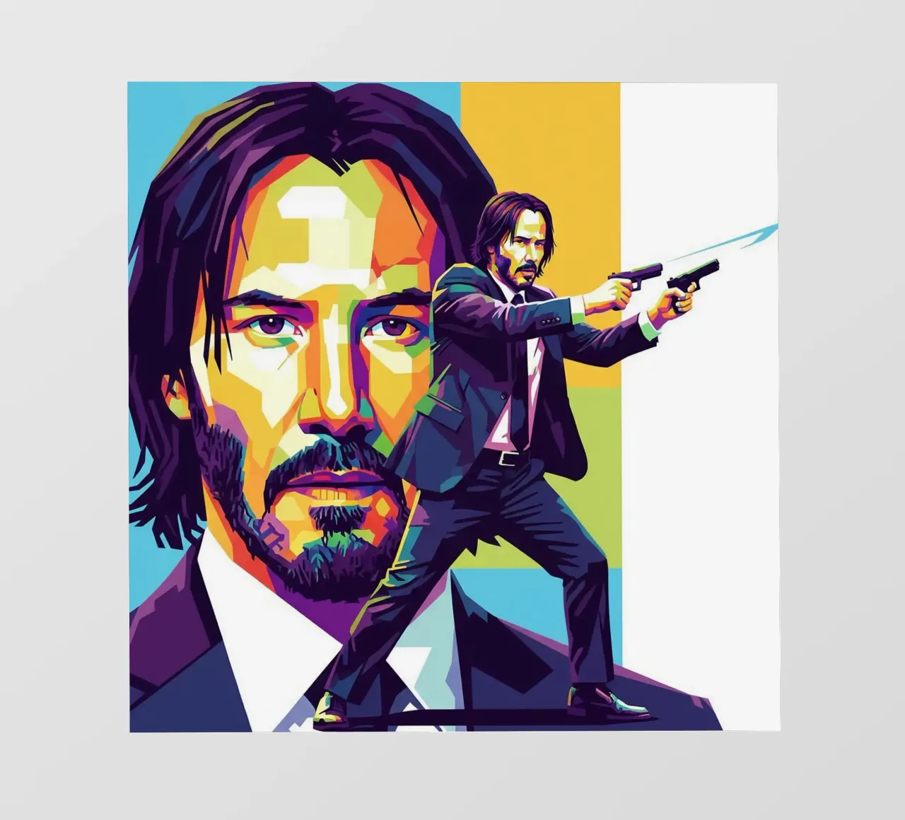 Keanu Reeves in WPAP art style pellicola backlit da Hantamrata