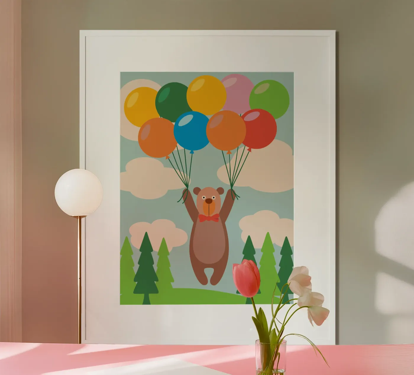 Bear with Balloon poster by CUTE ANIMALS