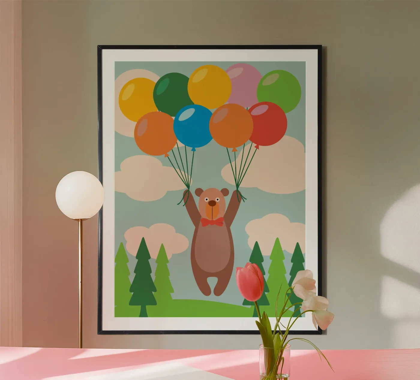 Bear with Balloon poster by CUTE ANIMALS