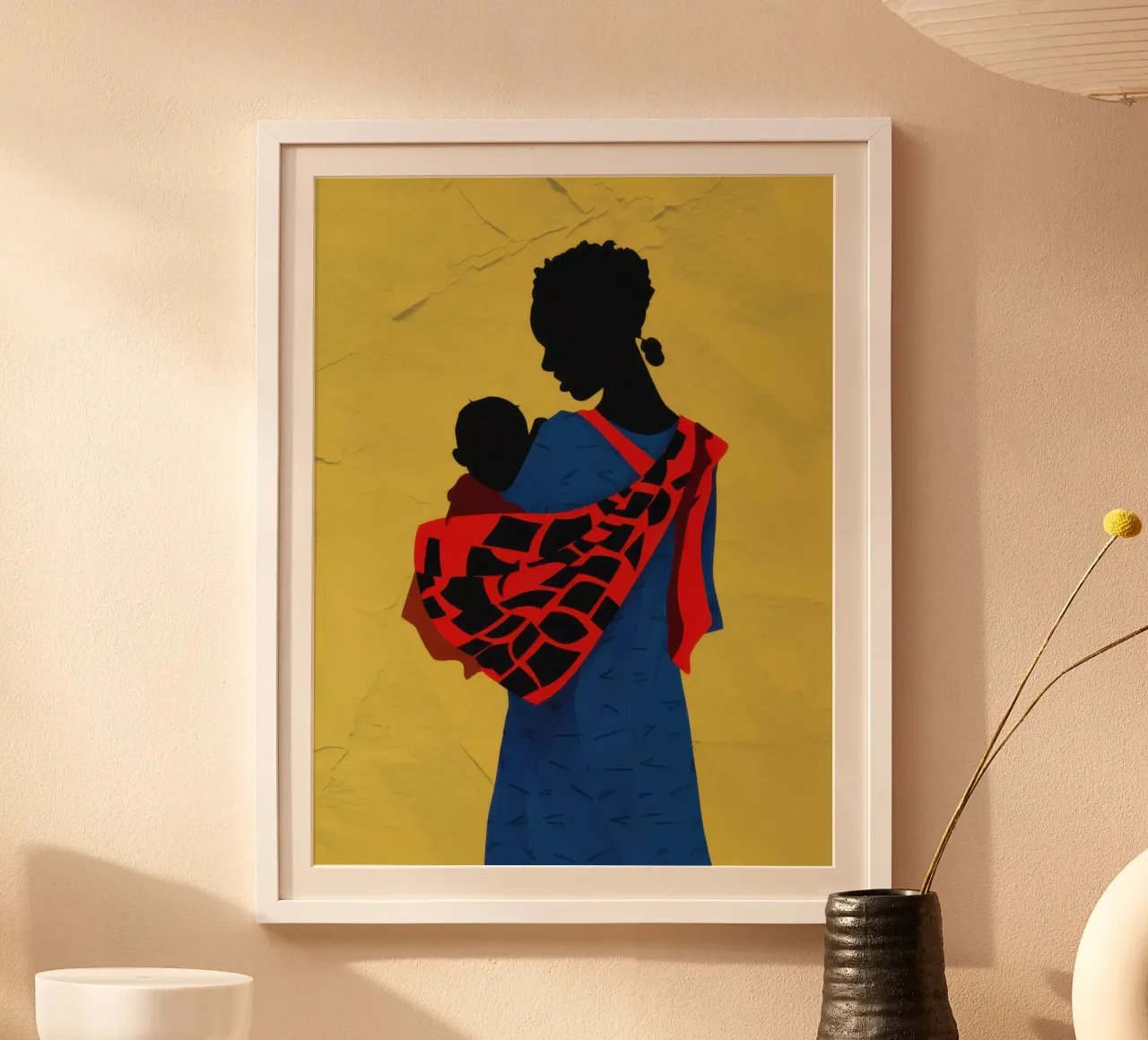 Liebevolle Umarmung der Mutter Poster mit Holzrahmen von Flock Reverie