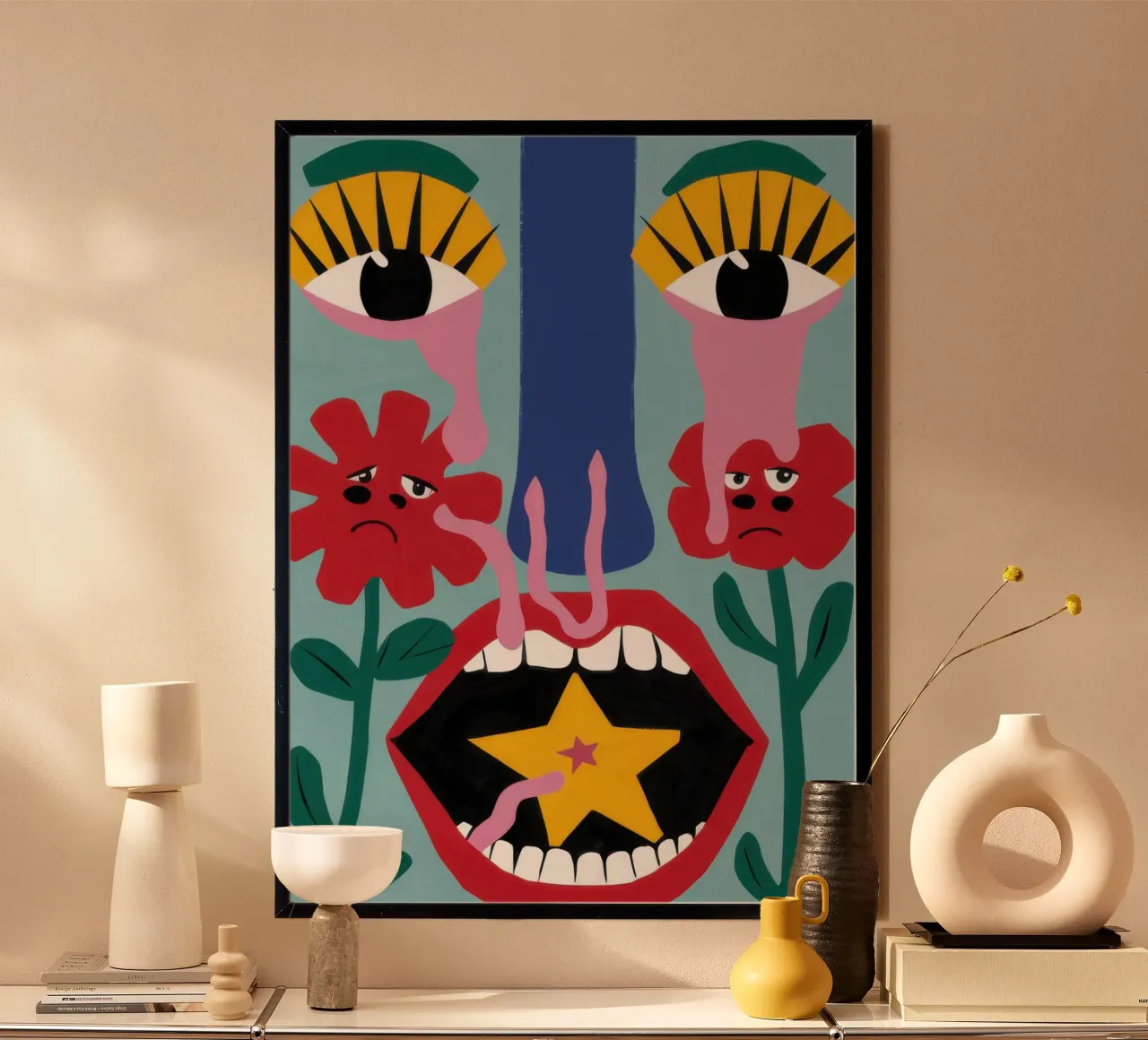 Bacio cosmico superstar poster con telaio in alluminio da Prism Ritual