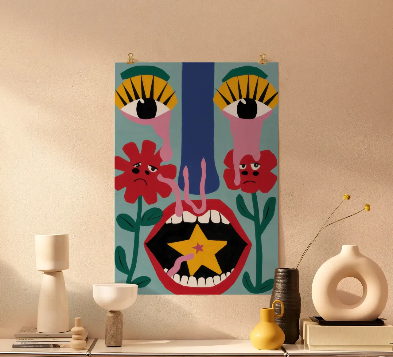 Bacio cosmico superstar poster con telaio in alluminio da Prism Ritual