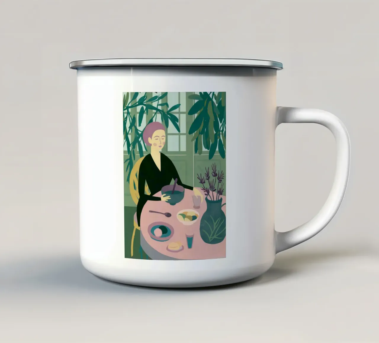 Riflessioni sul caffè della lavanda tazza in smalto da Veil Maya