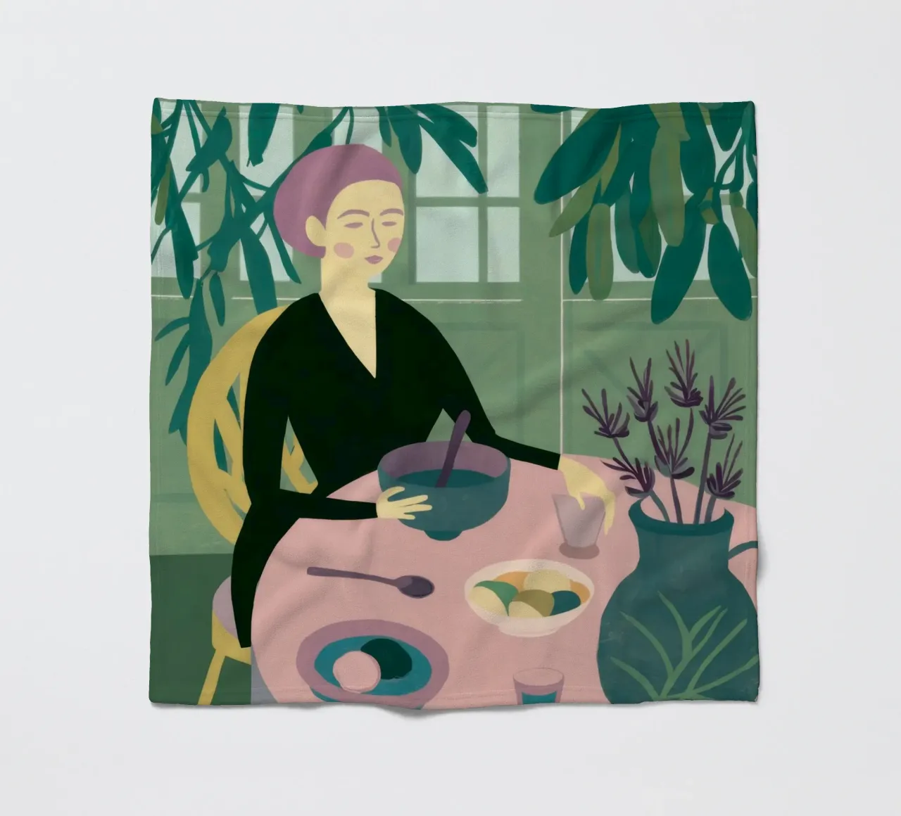 Riflessioni sul caffè della lavanda coperta in pile da Veil Maya