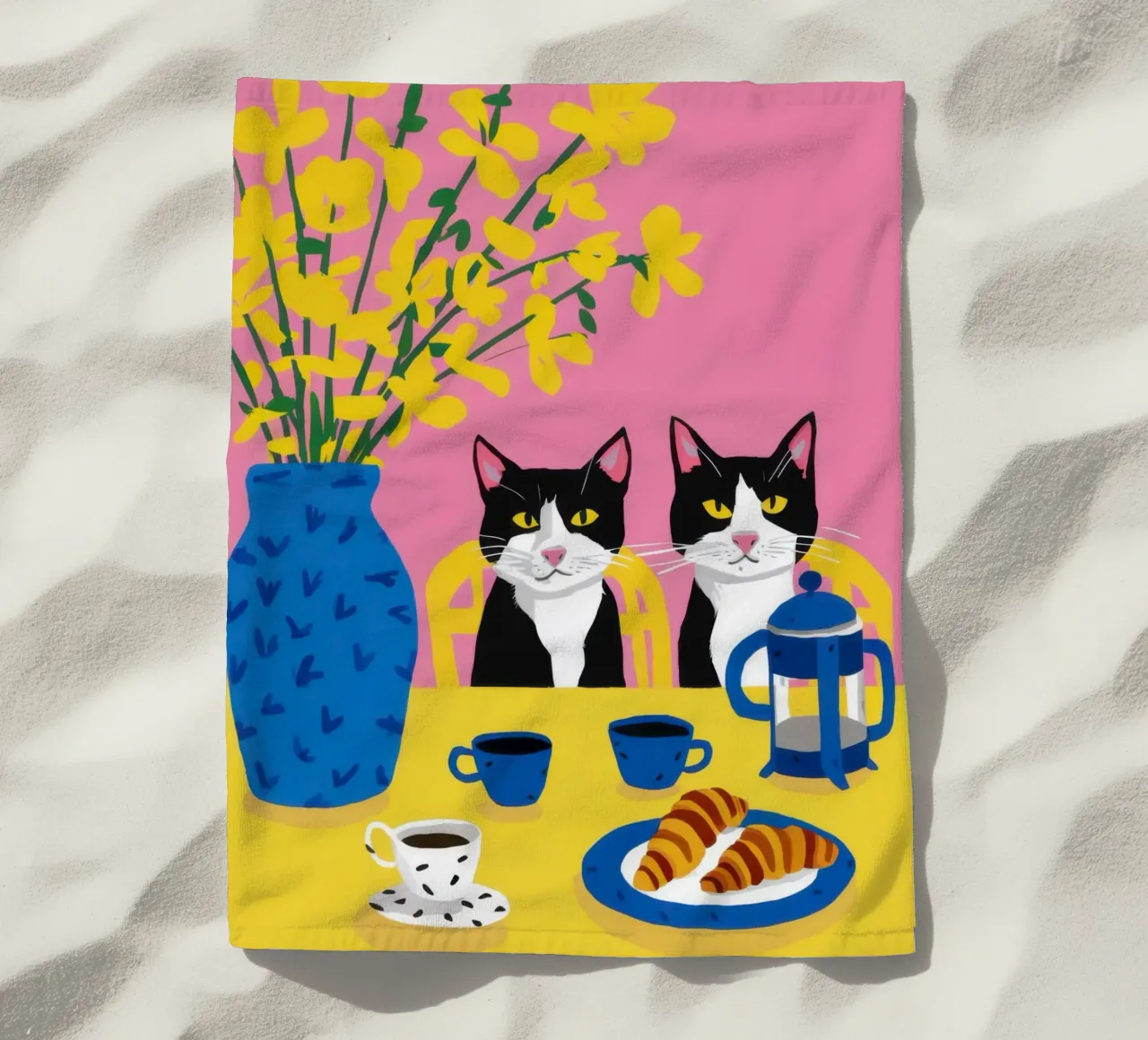 Colazione con i gatti telo mare da Flock Reverie