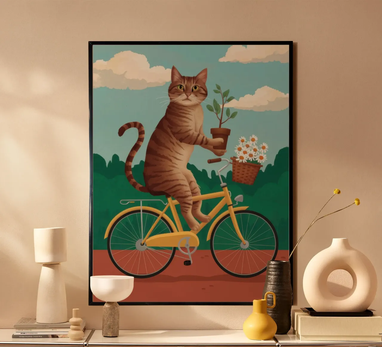 Corriere felino in bicicletta poster con telaio in plastica da Flock Reverie