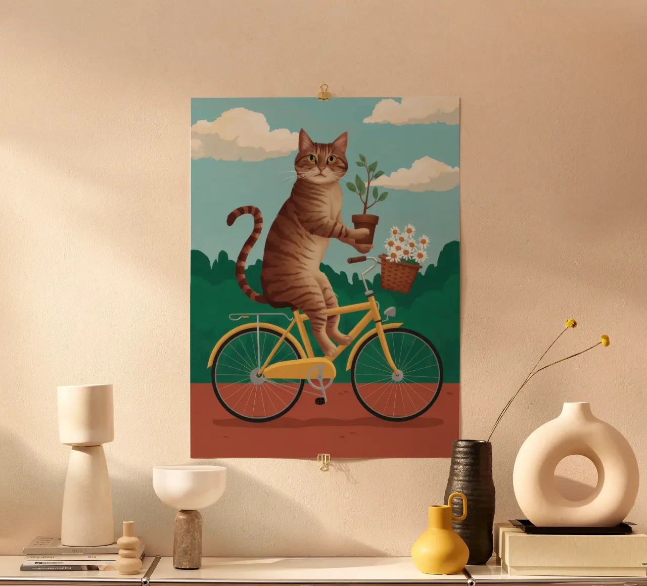 Corriere felino in bicicletta poster con telaio in plastica da Flock Reverie