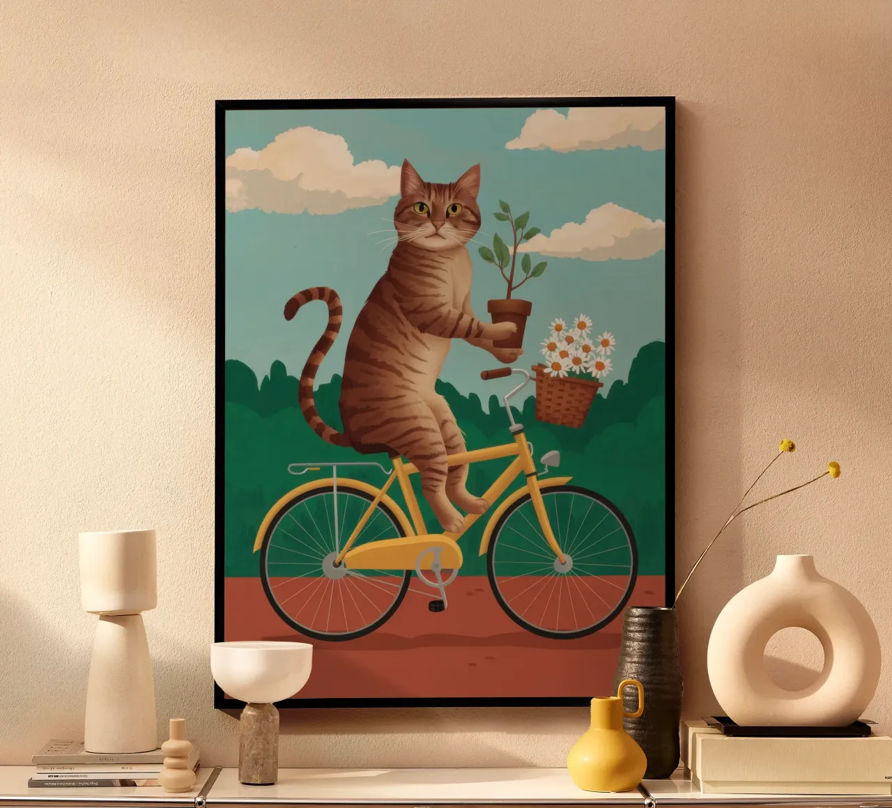 Corriere felino in bicicletta poster con telaio in plastica da Flock Reverie