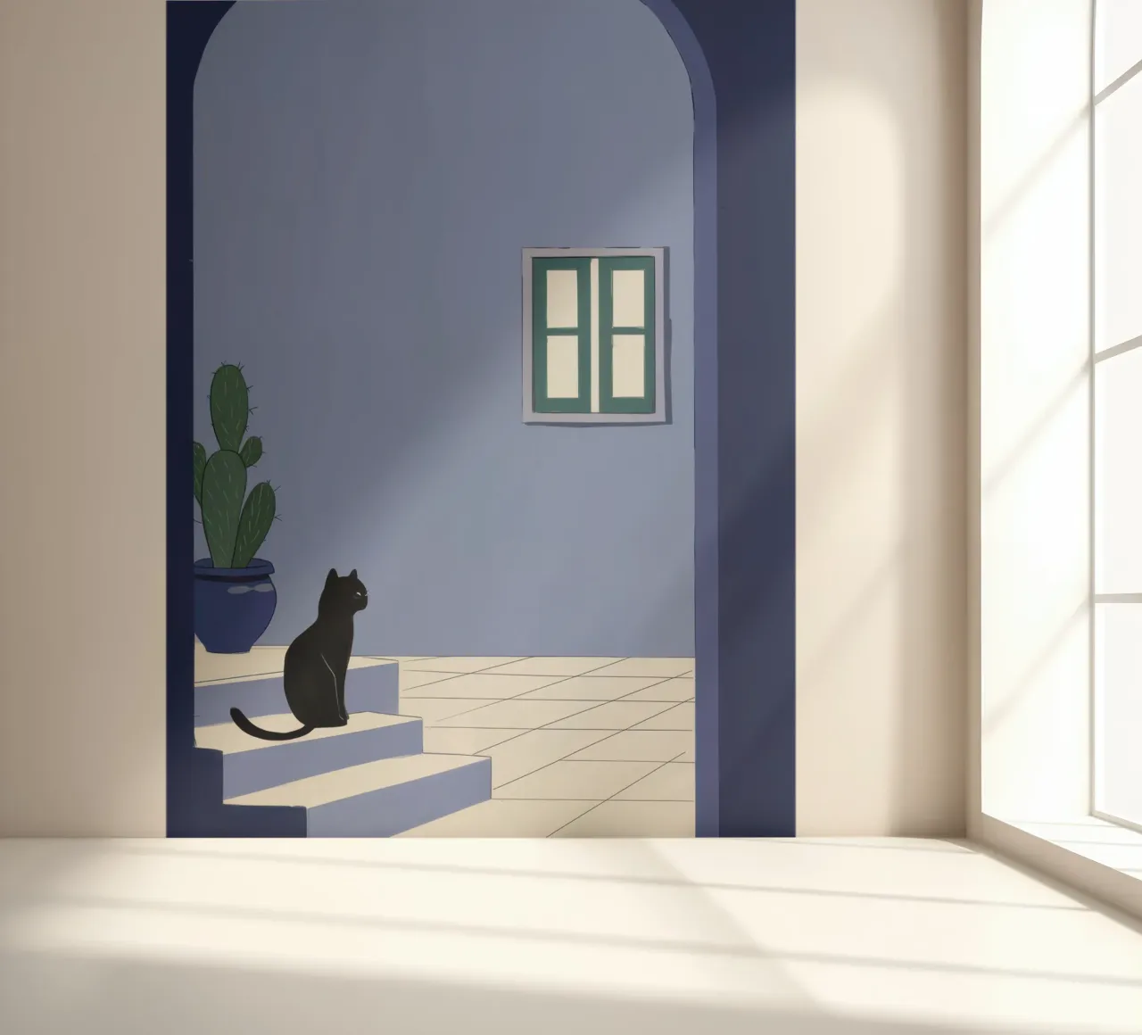 Courtyard Cat Contemplation photo wallpaper by Flock Reverie