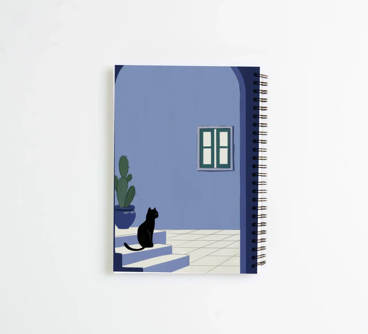 Courtyard Cat Contemplation spiral notebook by Flock Reverie