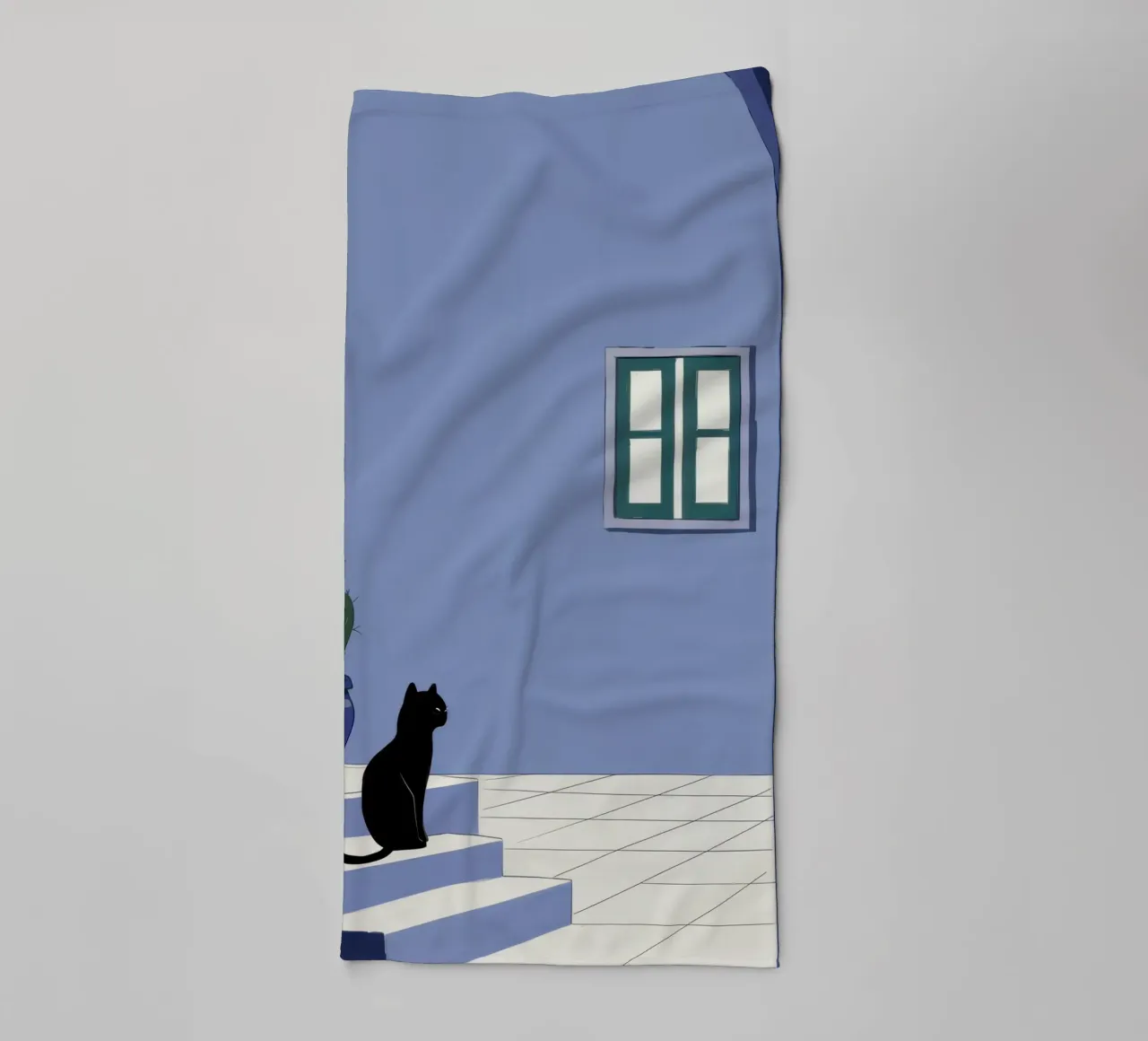 Contemplation d'un chat dans la cour serviette de bain de Flock Reverie
