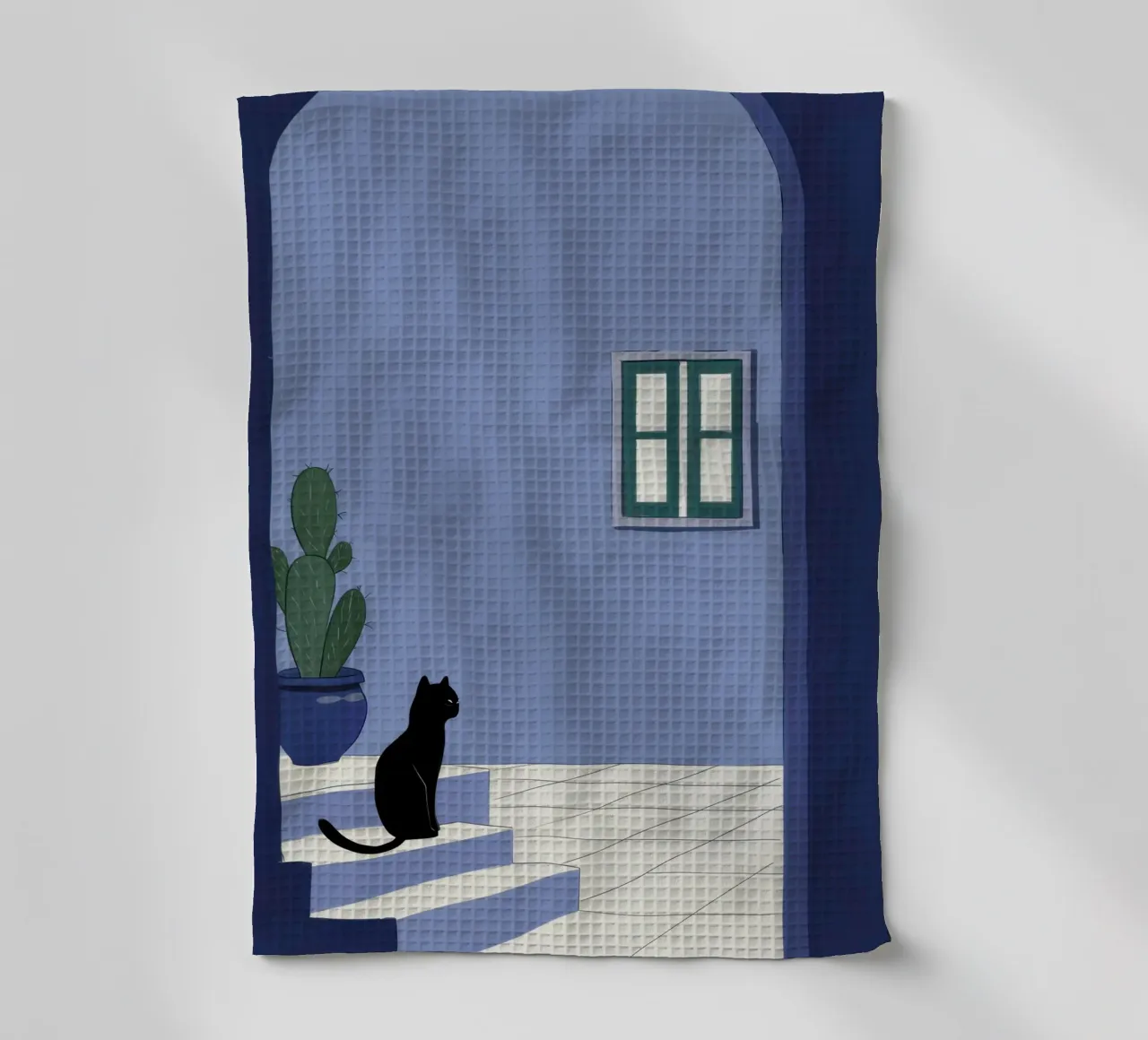 Contemplation d'un chat dans la cour torchon de Flock Reverie