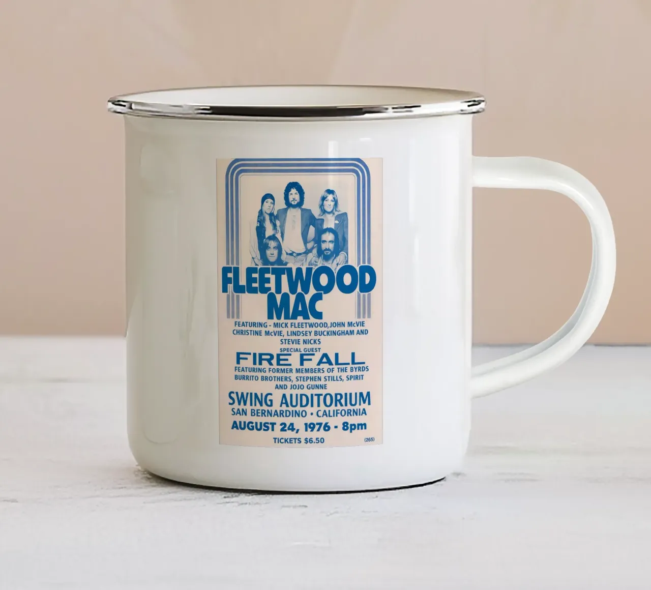 Fleetwood Mac and Fire Fall in San Bernardino California tazza in smalto da DGUnder