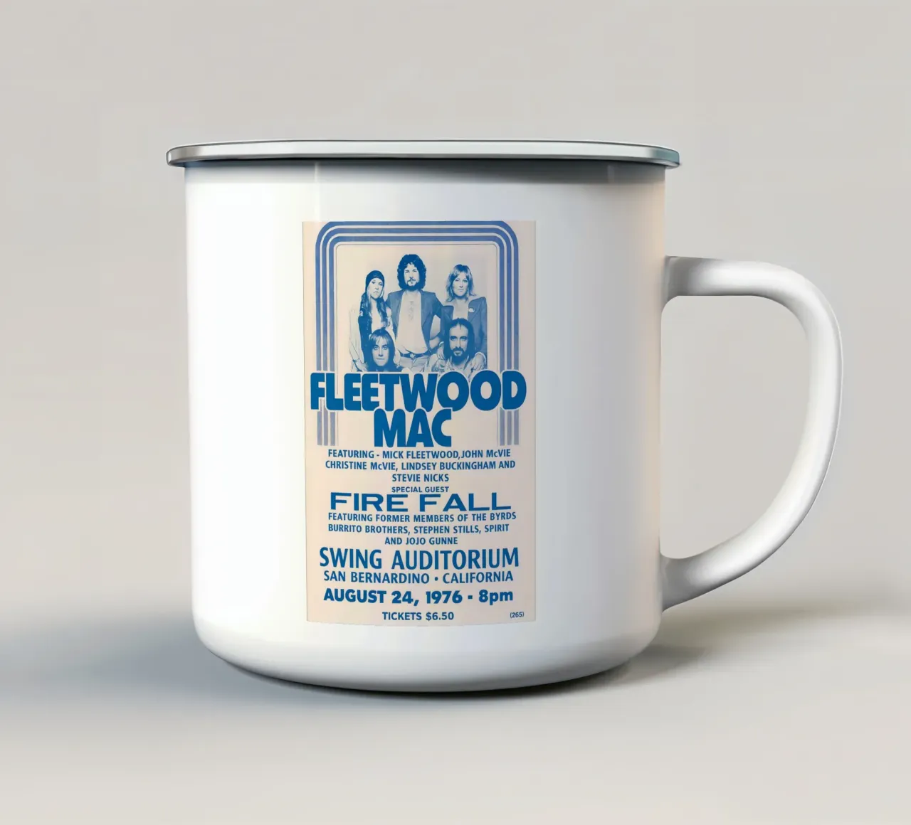 Fleetwood Mac and Fire Fall in San Bernardino California tazza in smalto da DGUnder