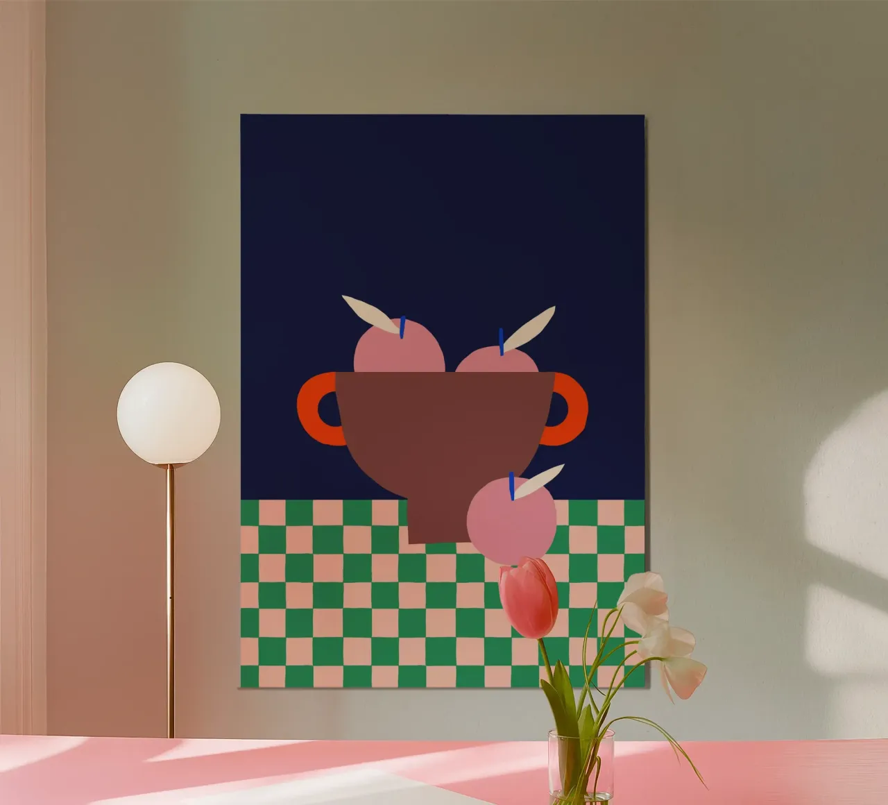 slow living 02- fruttiera con mele poster con telaio in alluminio da Maren Gross
