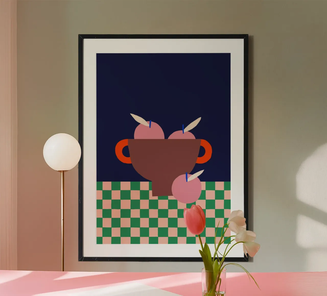 slow living 02- fruttiera con mele poster con telaio in alluminio da Maren Gross