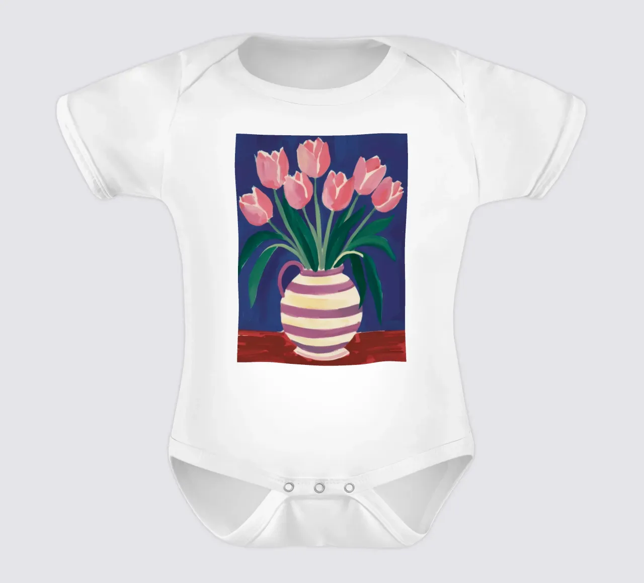 Eleganza dei tulipani a righe body neonato maniche corte da Flock Reverie