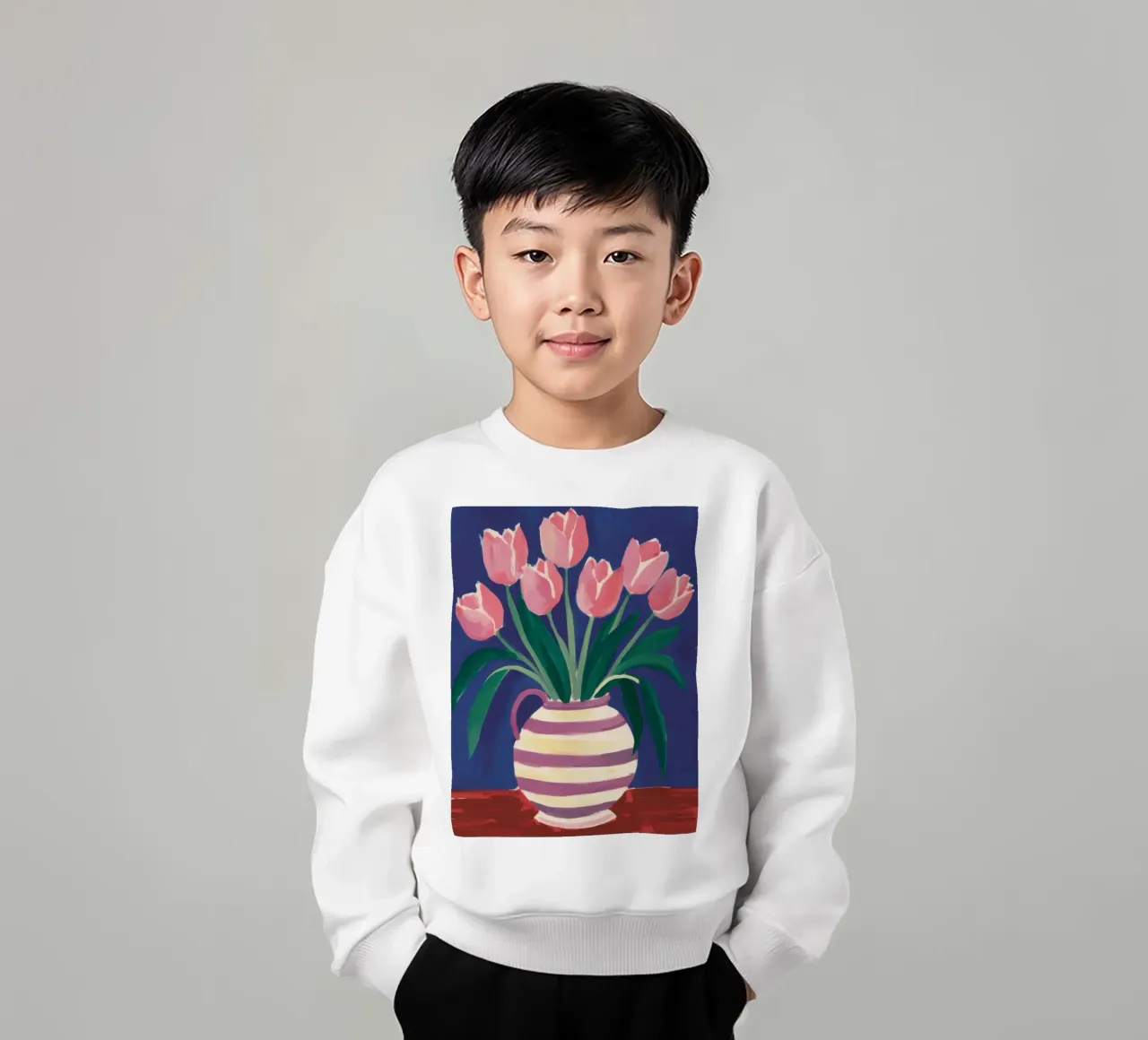 Eleganza dei tulipani a righe felpa bambino da Flock Reverie