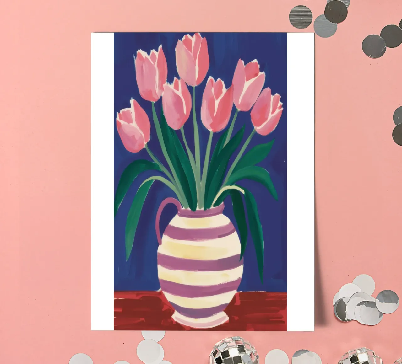 Eleganza dei tulipani a righe foglio adesivo da Flock Reverie