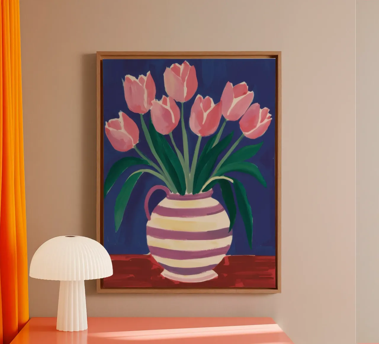 Gestreepte tulp elegantie canvas van Flock Reverie