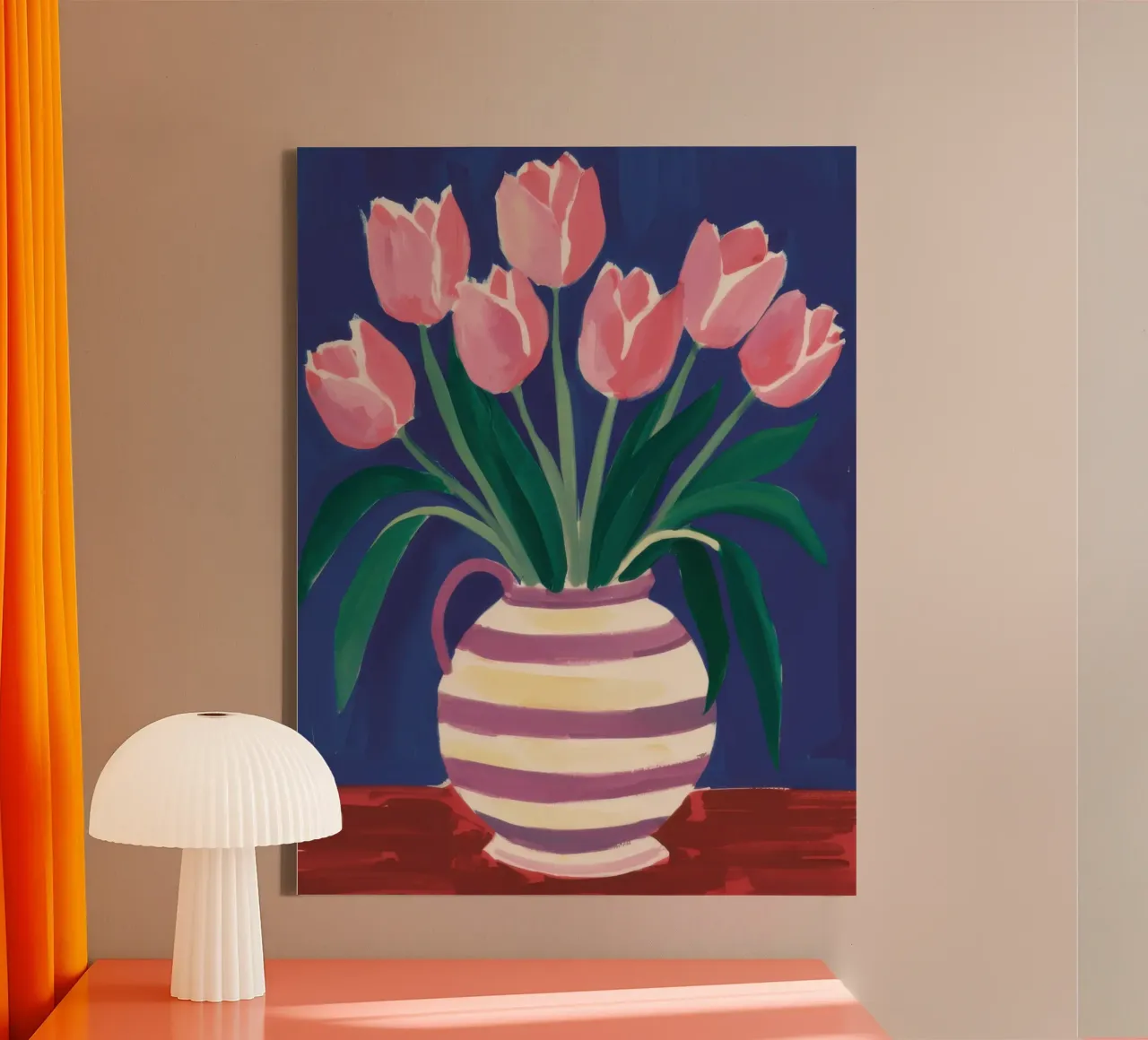 Gestreepte tulp elegantie canvas van Flock Reverie
