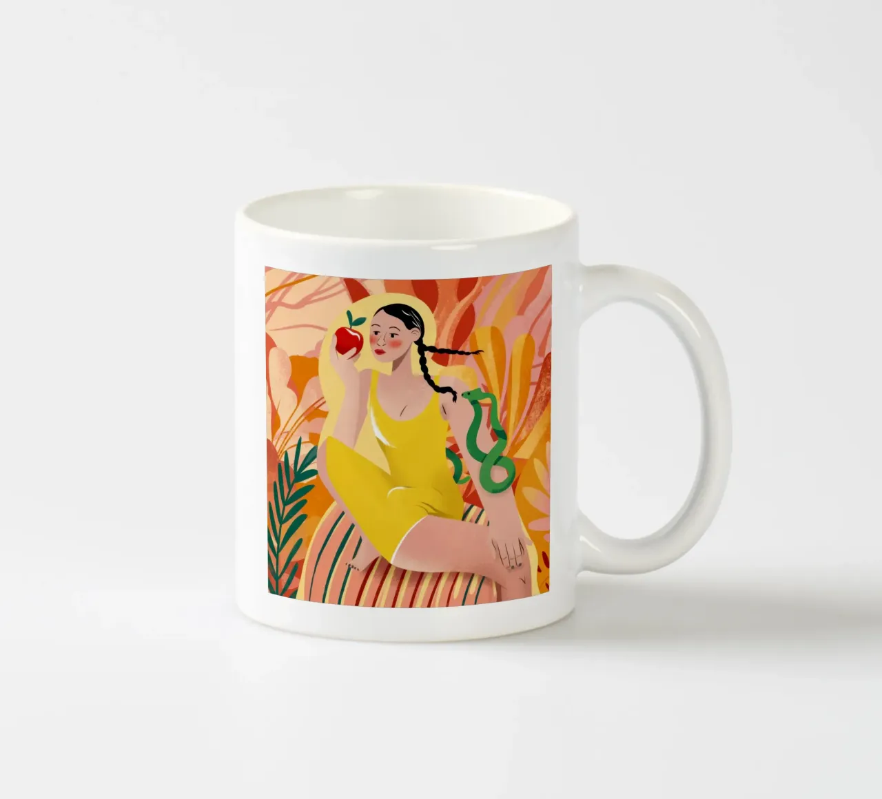 Donna con serpente estivo tazza in ceramica da Veil Maya