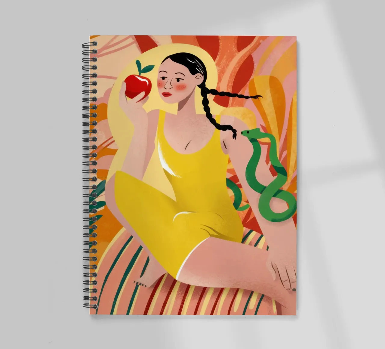 Woman with Summer Snake spiral notebook by Veil Maya
