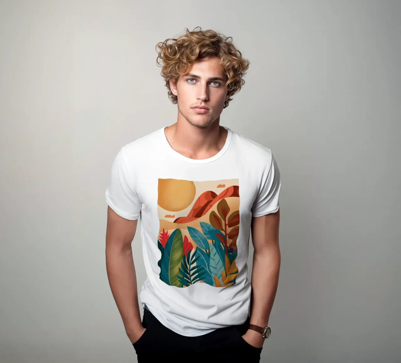 Orizzonte astratto ocra t-shirt da Prism Ritual