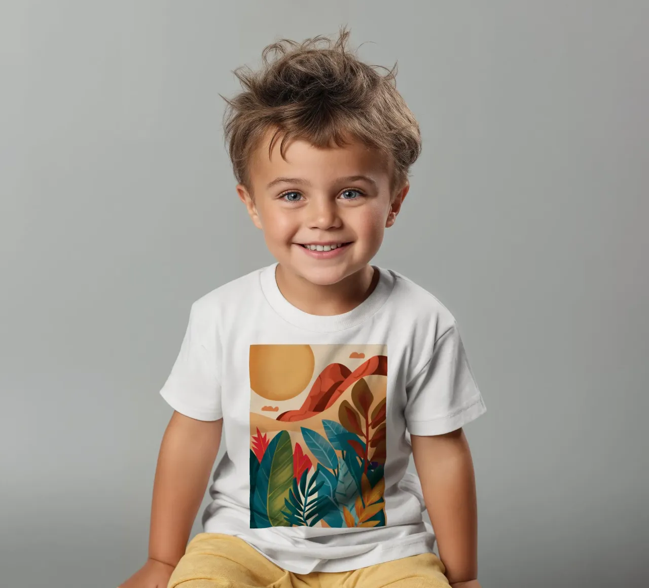 Ochre Abstract Horizon kids t-shirt by Prism Ritual