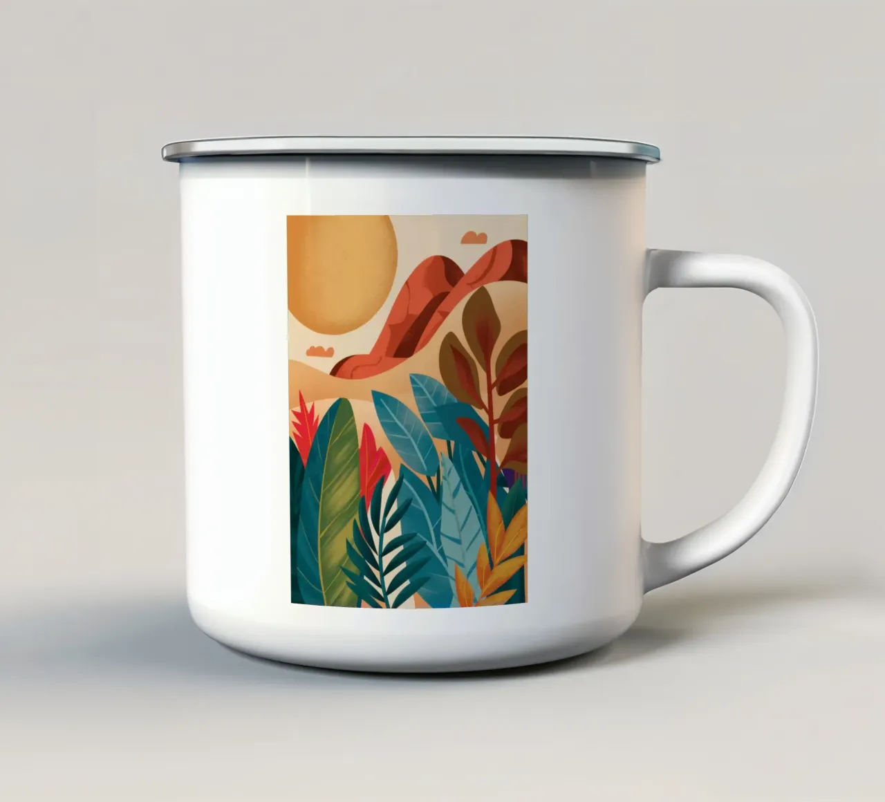 Oker Abstracte Horizon emaille mok van Prism Ritual