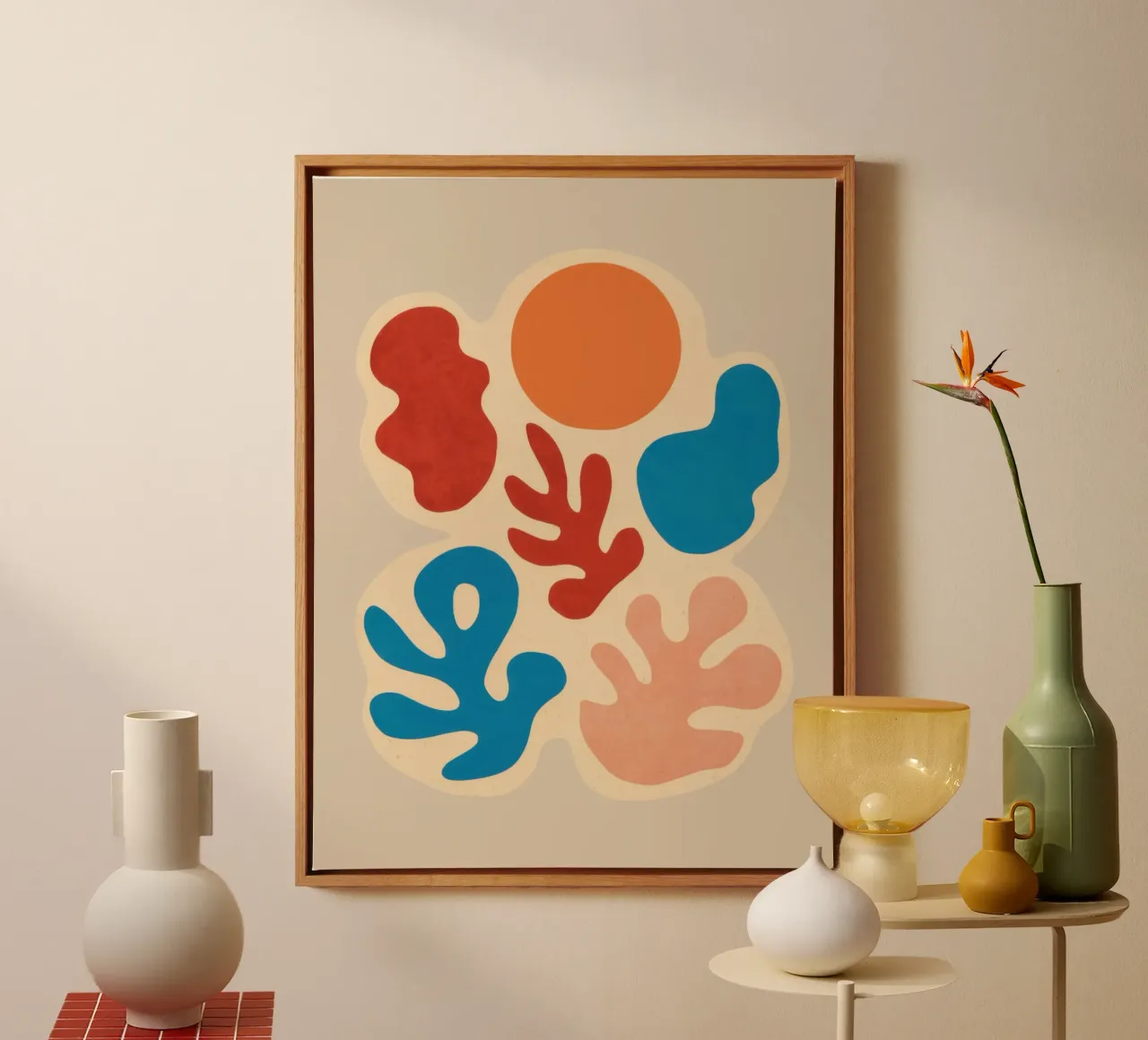 Abstrakte Formstudie Leinwand mit Schattenfugenrahmen von Flock Reverie