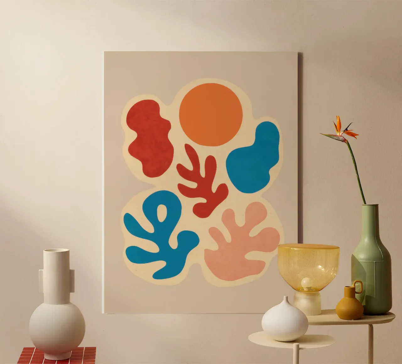 Abstrakte Formstudie Leinwand mit Schattenfugenrahmen von Flock Reverie