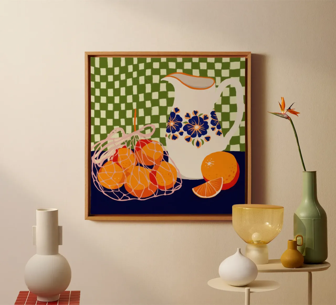 Keukenstilleven met sinaasappels canvas met Baklijst van Veil Maya