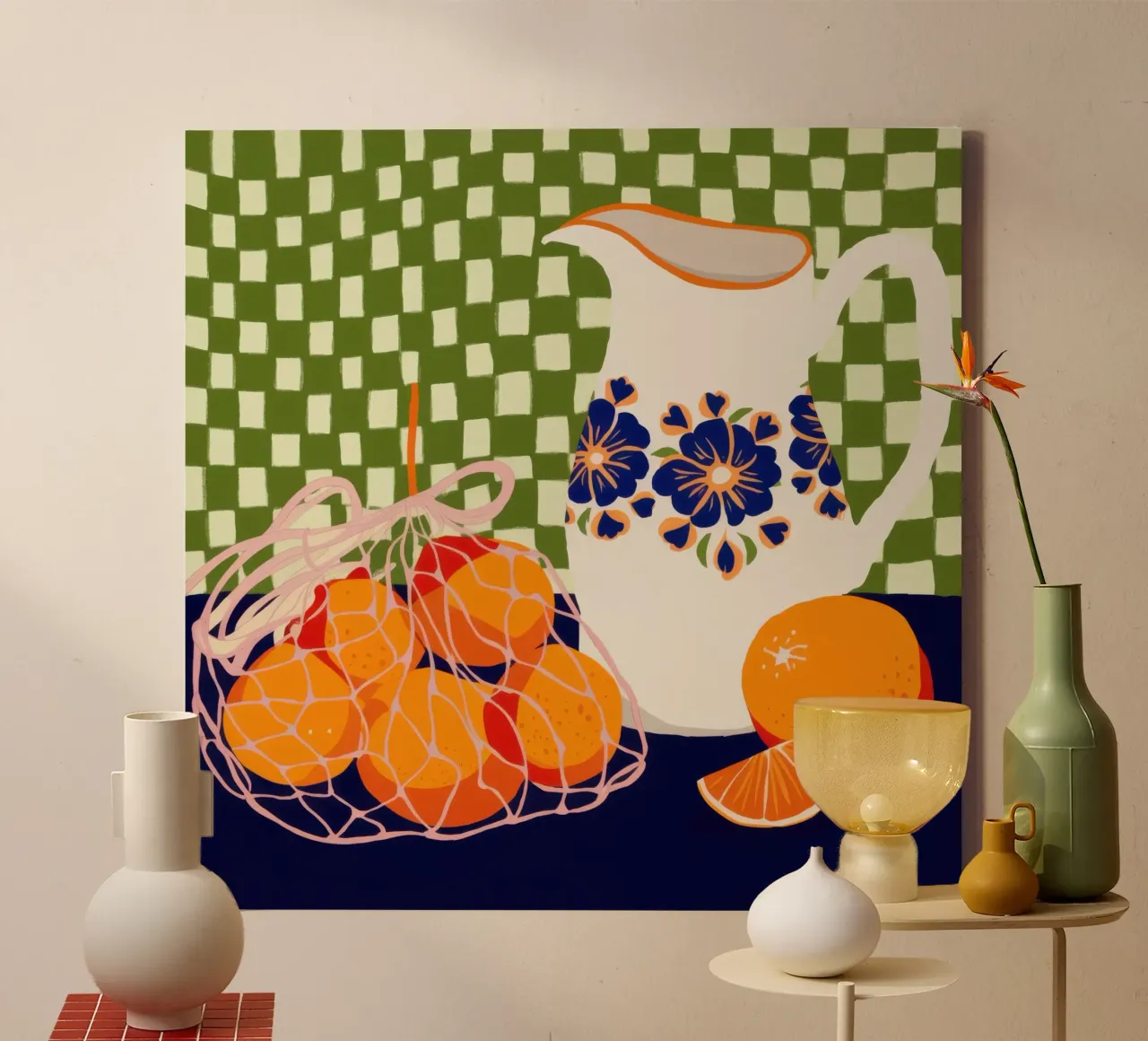 Keukenstilleven met sinaasappels canvas met Baklijst van Veil Maya