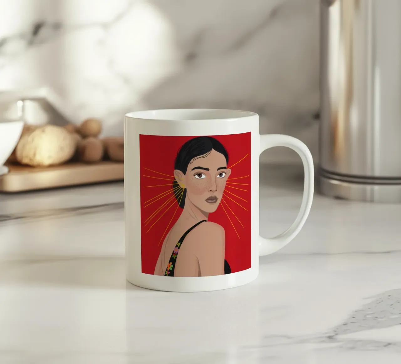 Intensità dello sguardo radiante tazza in ceramica da Veil Maya
