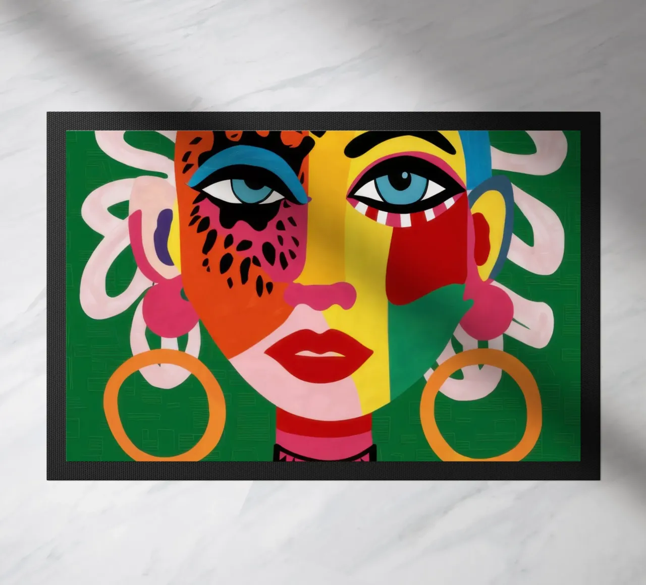 Volto cubista della Pop Art zerbino da Flock Reverie