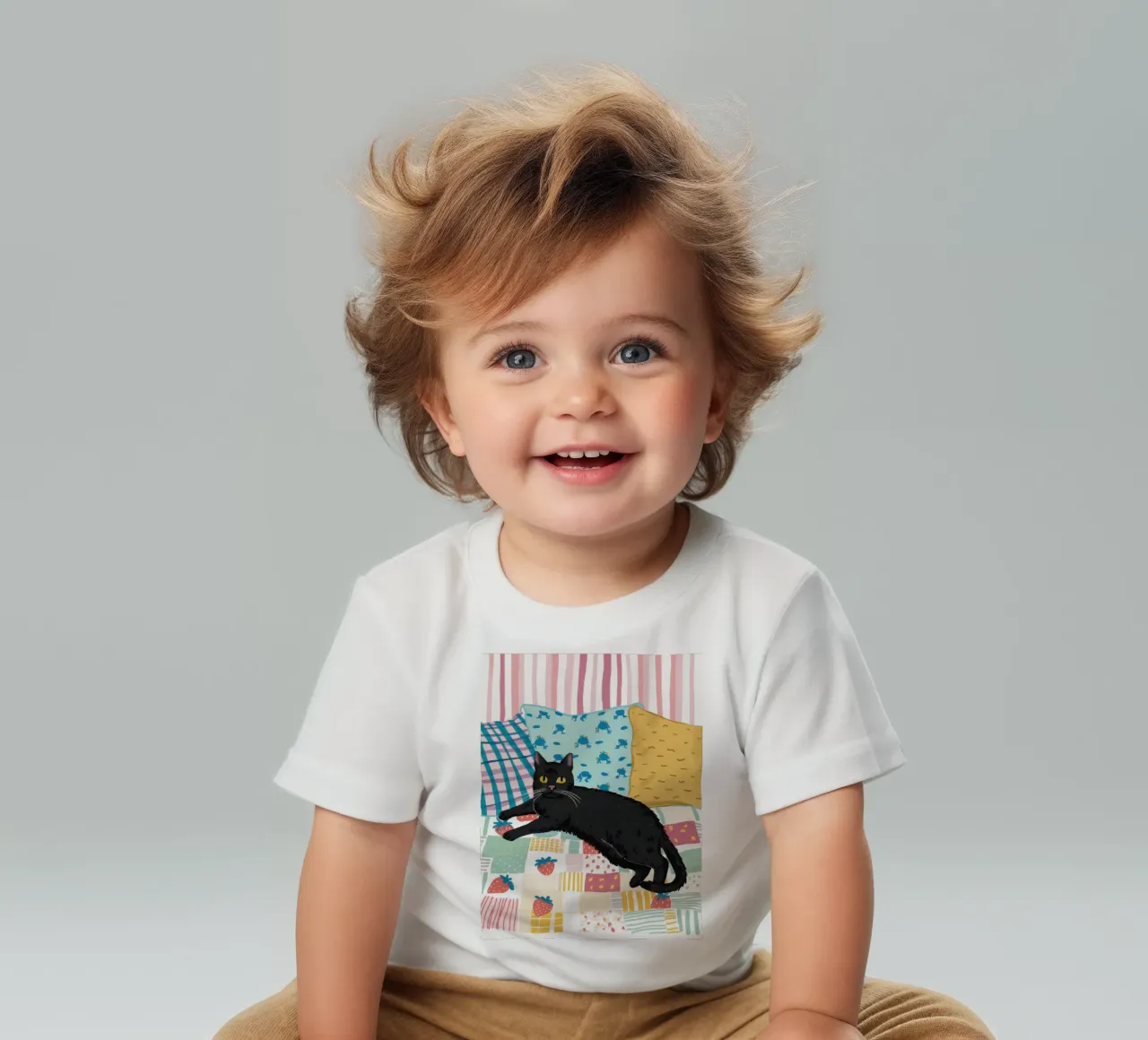 Die Schwarze Katze Couch Baby T-Shirt von Flock Reverie