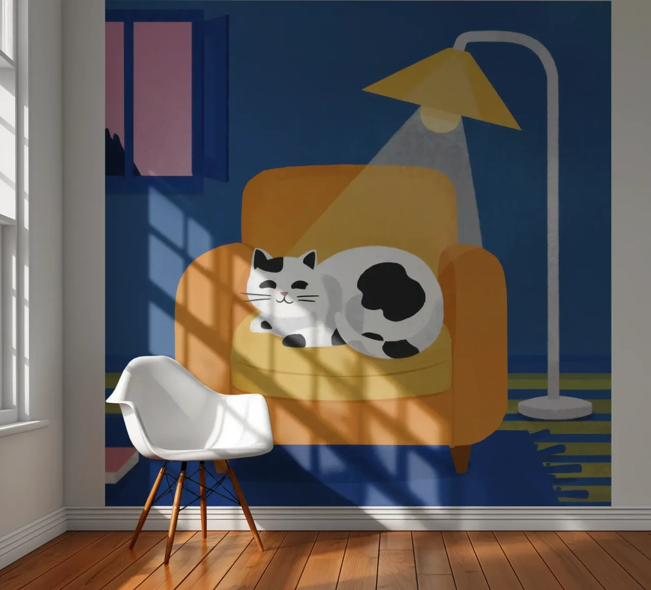 Lampe Licht und Katze Fototapete von Flock Reverie